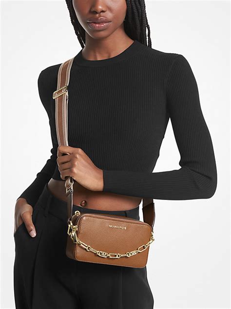 michael kors chain link camera strap|Jet Set Small Pebbled Leather Double.